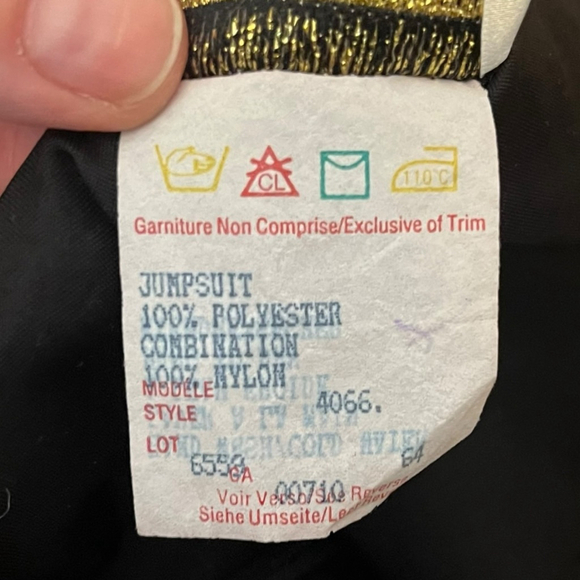 Joseph Ribkoff Vintage 70s-80s Black & White Mesh Bow Jumpsuit, 10-14 - Picture 14 of 14